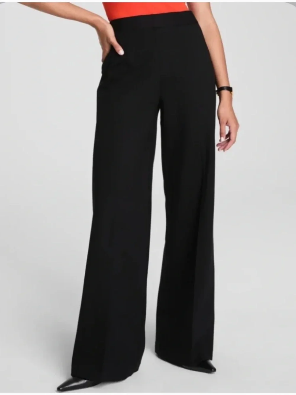 SPANX The Perfect Wide Leg Ponte Knit Trouser Pant in Black 20385R Large - Picture 1 of 7